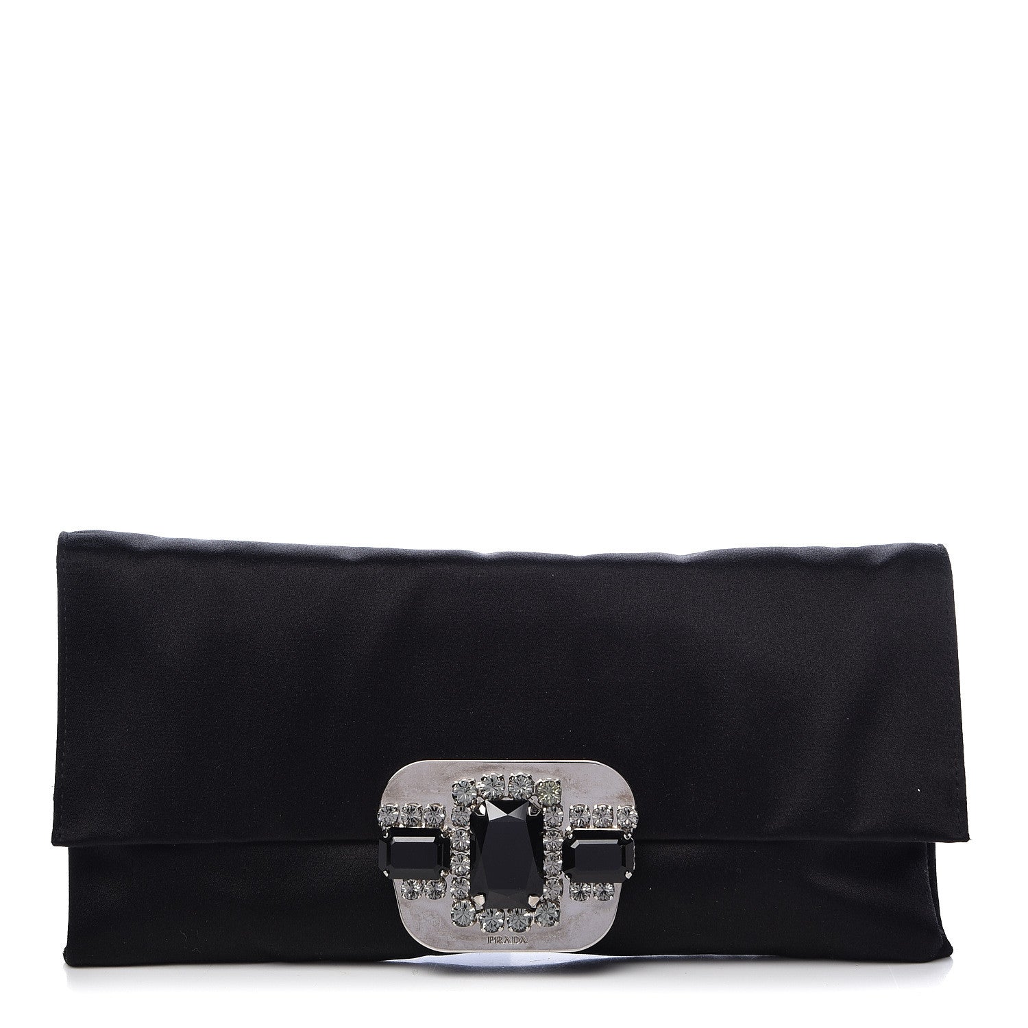 Prada Satin Crystal Clutch Black 1 of 10