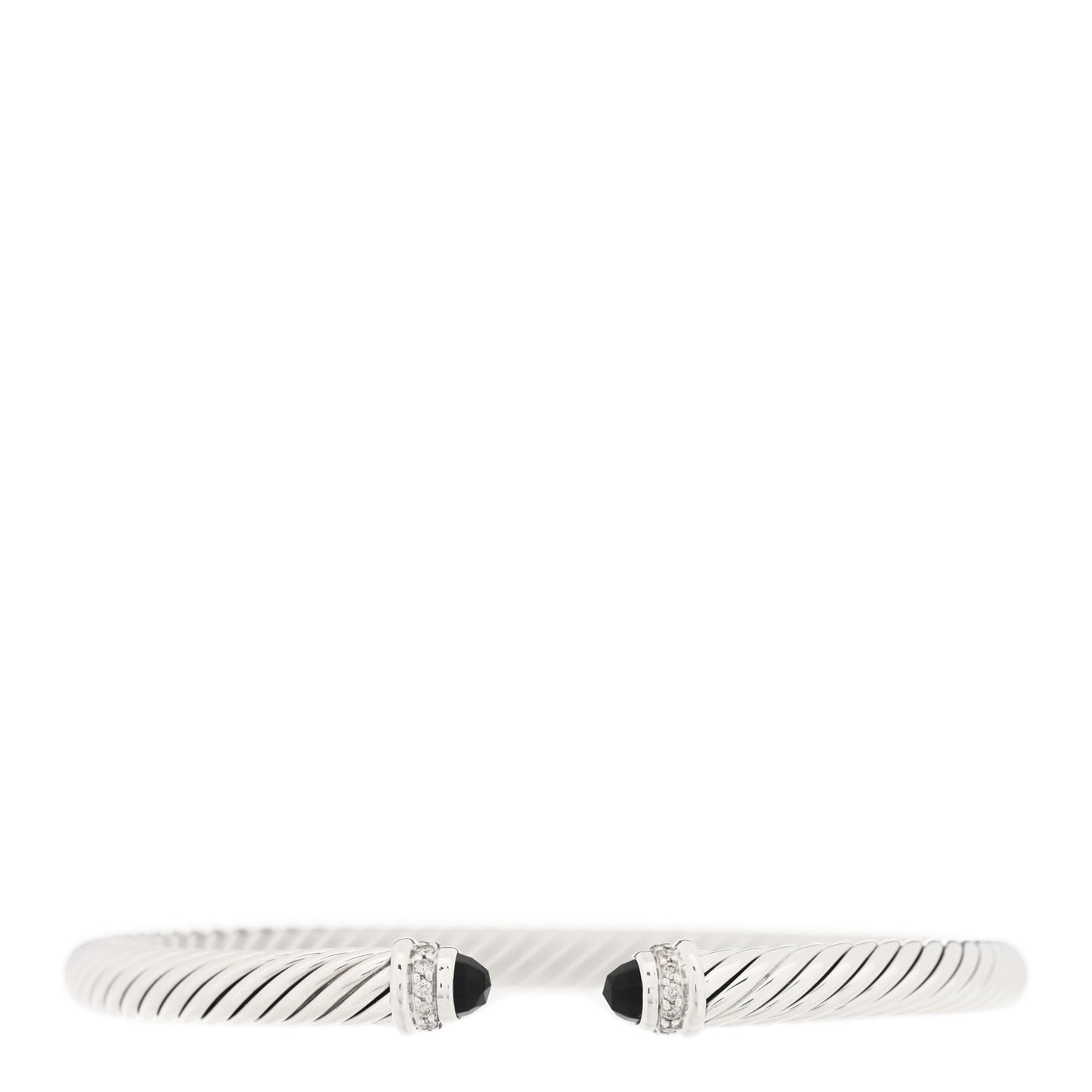 Sterling Silver Diamond Black Onyx 5mm Cable Classics Bracelet