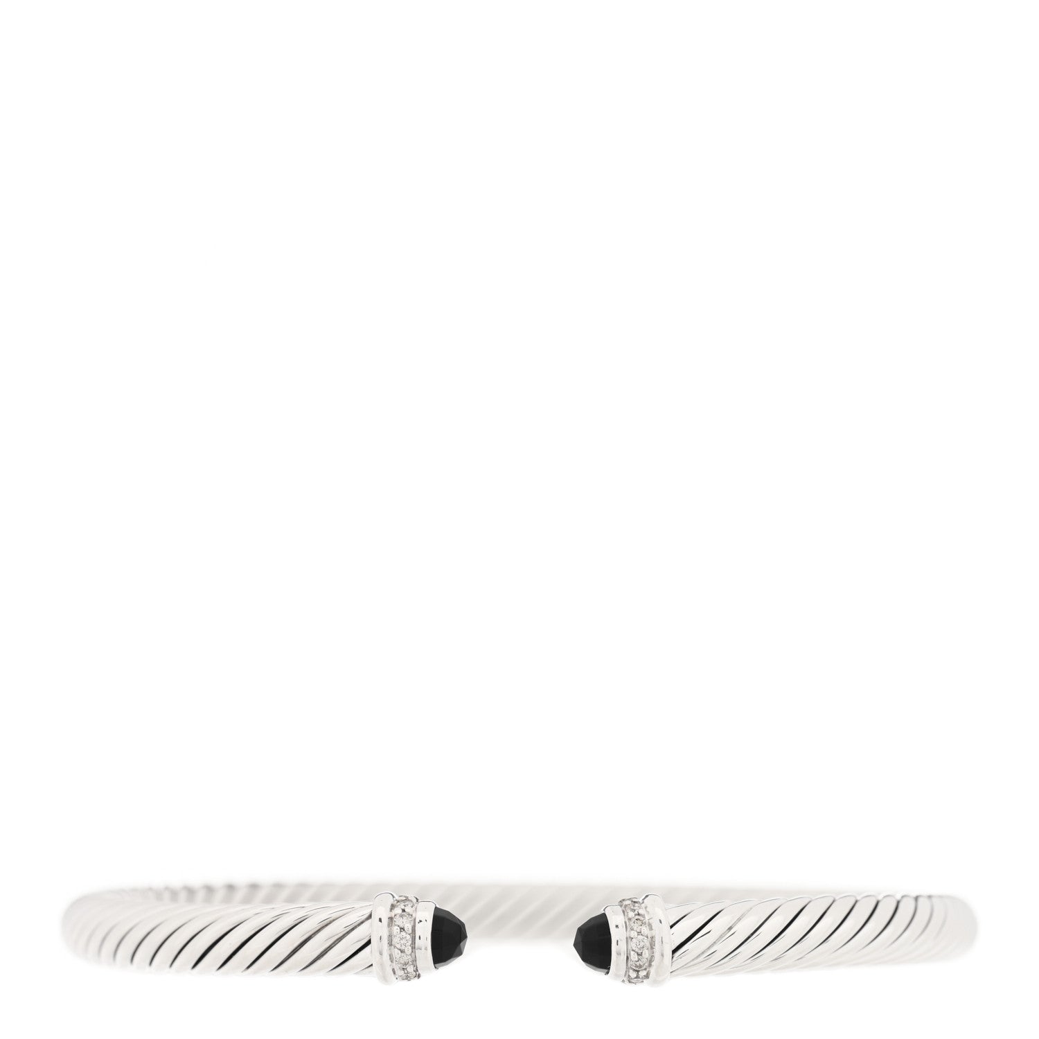 David Yurman Sterling Silver Diamond Black Onyx 5mm Cable Classics Bracelet 1 of 3