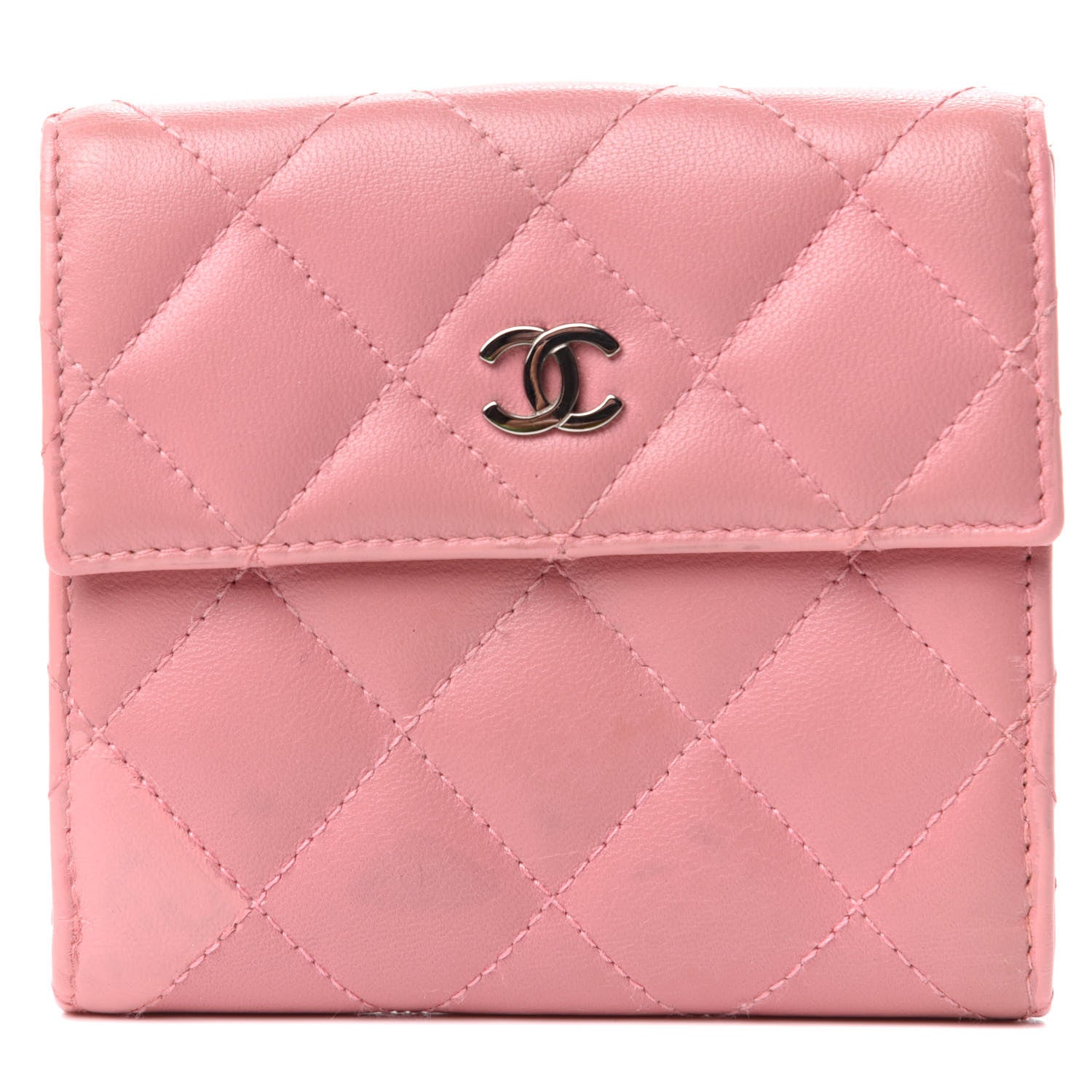 Chanel Lambskin Quilted Compact French Flap Wallet Pink 1 of 8
