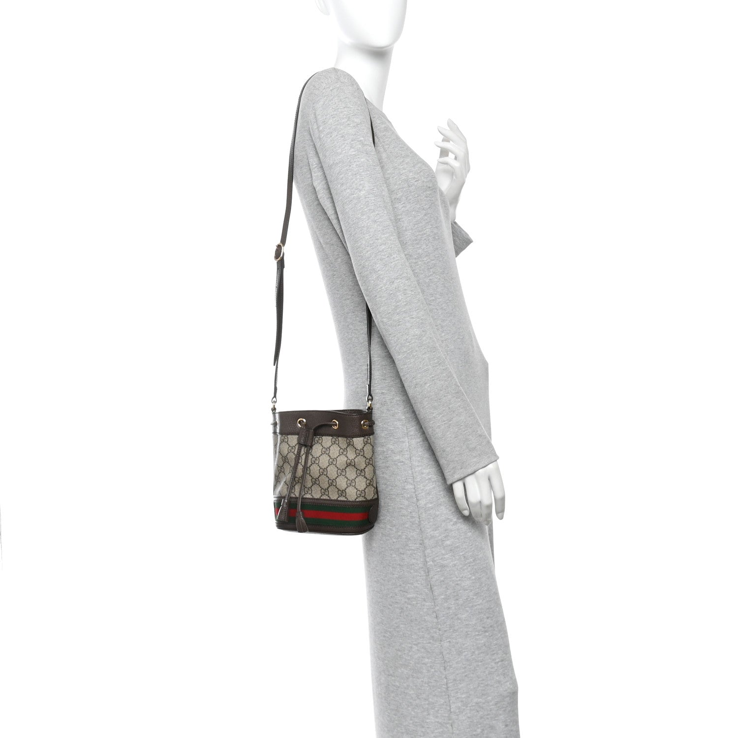 Gucci GG Supreme Monogram Web Mini Ophidia Bucket Bag Brown Brown 2 of 10