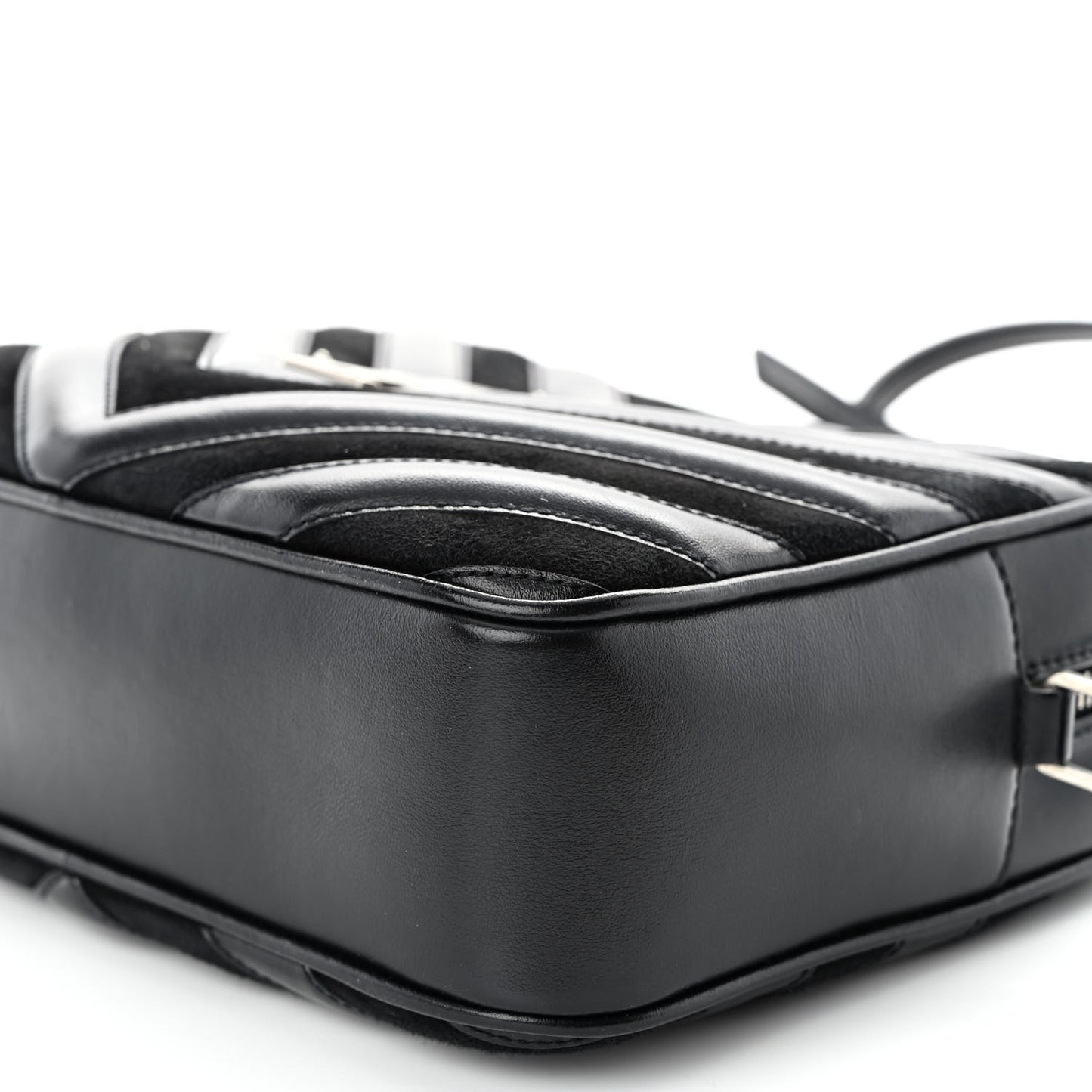 Calfskin Suede Matelasse Monogram Lou Camera Bag Black