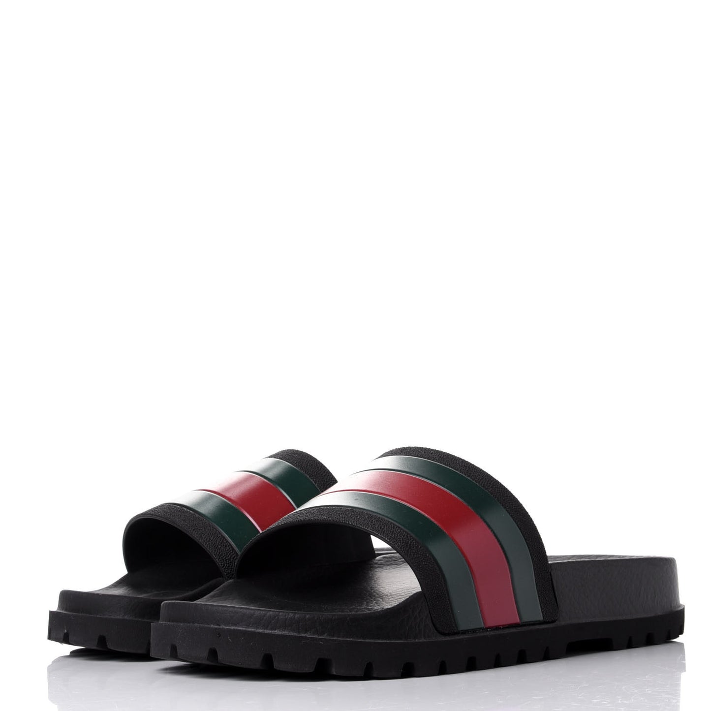 Rubber Web Mens Lug Sole Slide Sandals 10 Black Green Red