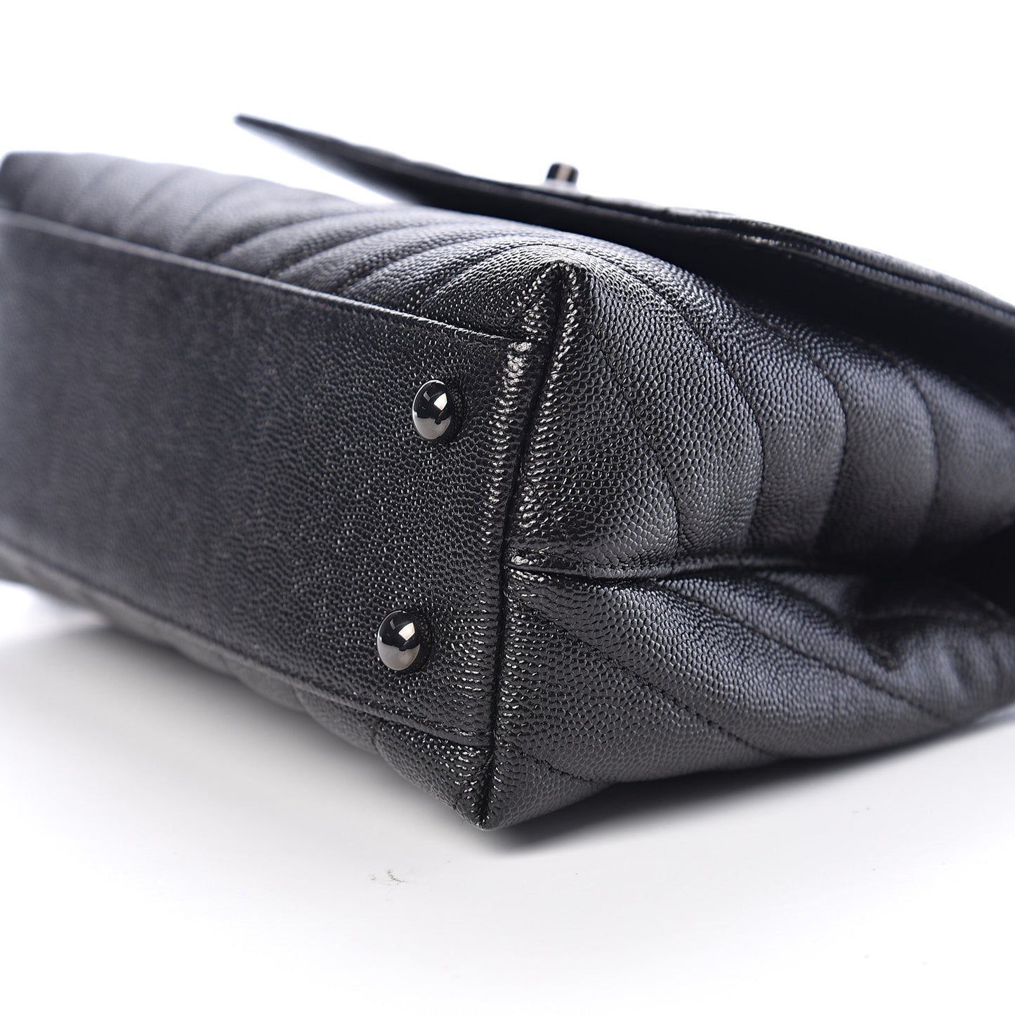 Caviar Chevron Quilted Mini Coco Handle Flap So Black