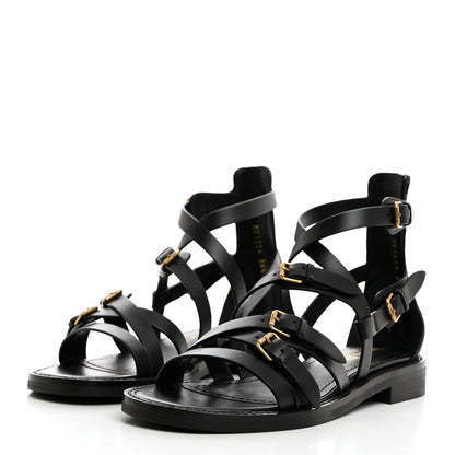 Christian Dior Shiny Calfskin L'Amazone Sandals 36.5 Black 3 of 9