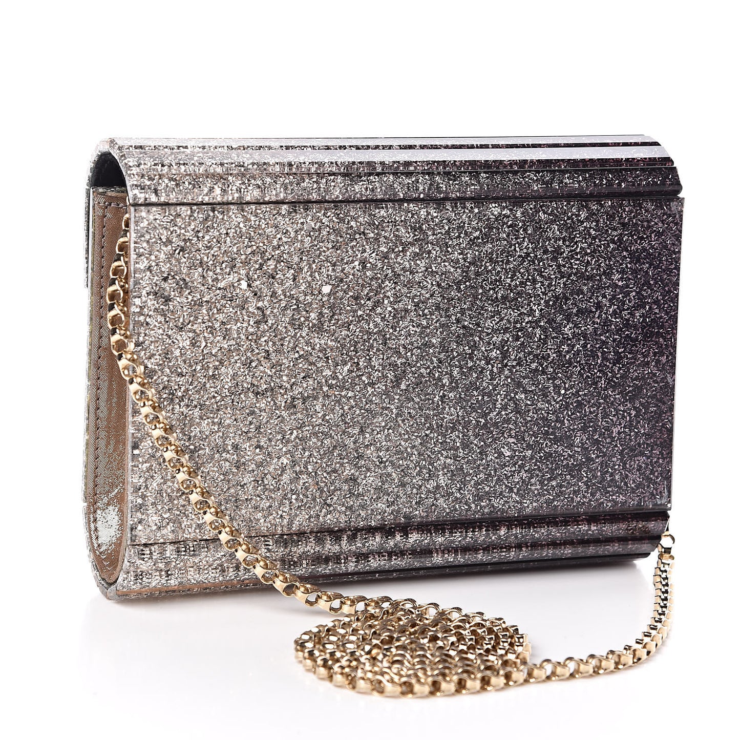 Acrylic Degrade Glitter Candy Clutch Black Silver