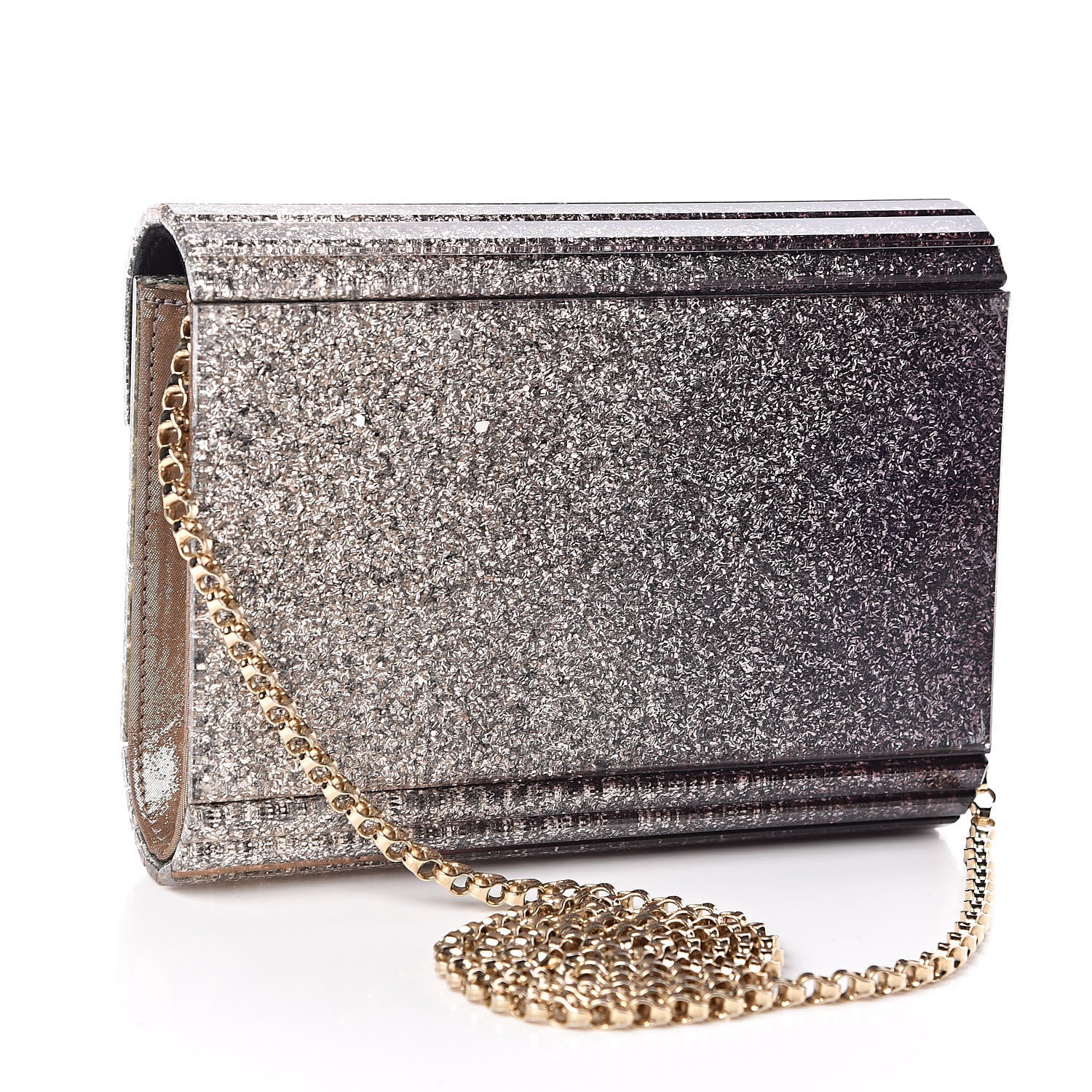 Jimmy Choo Acrylic Degrade Glitter Candy Clutch Black Silver 3 of 9
