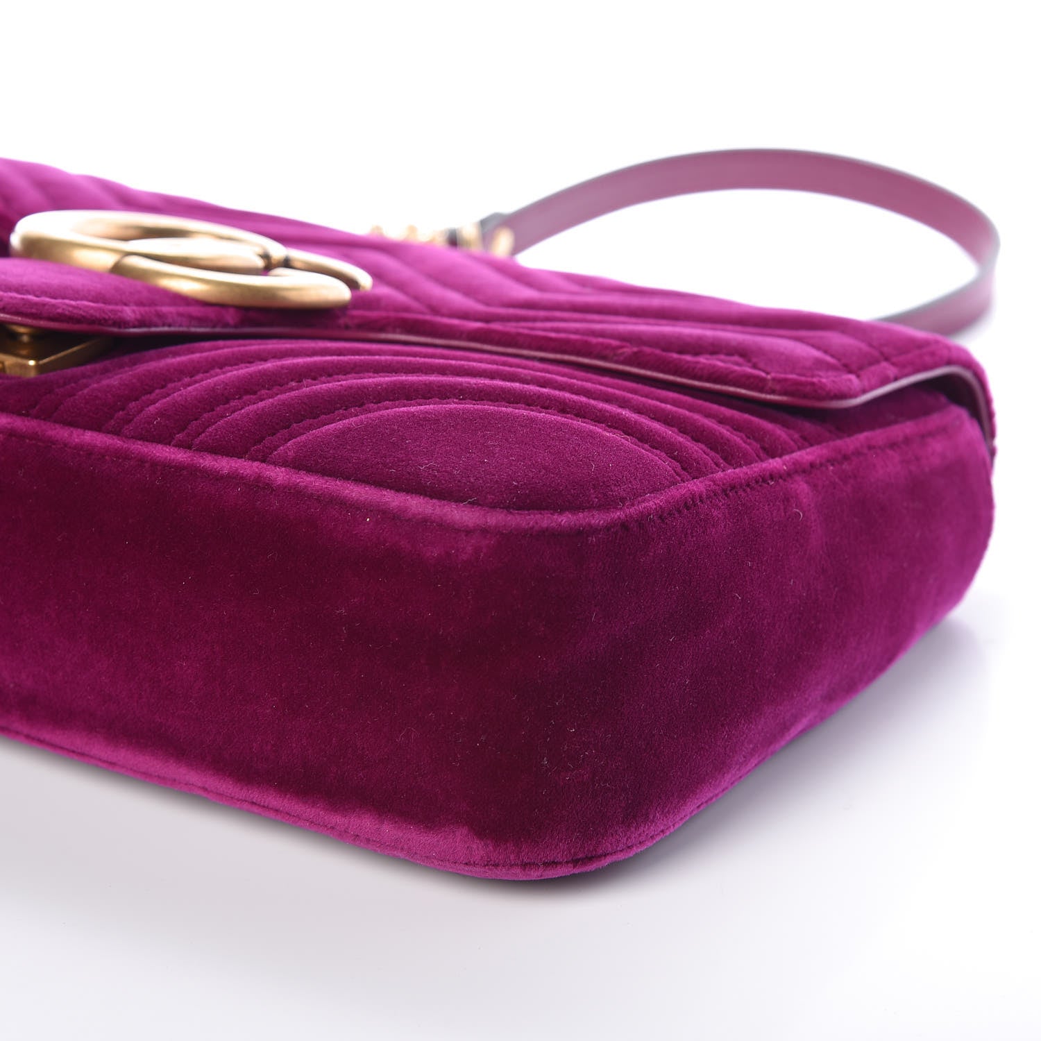 Gucci Velvet Matelasse Medium GG Marmont Shoulder Bag Fuchsia Violet Cyclamen 6 of 11