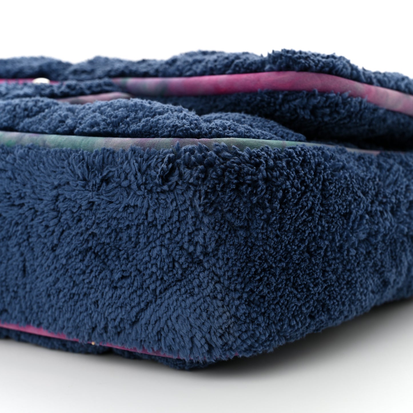 Mixed Fibers Quilted Large Flap Bag  Navy Blue