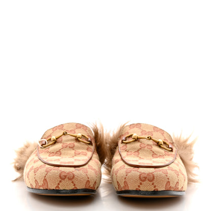 Gucci GG Monogram Fur Mens Princetown Slippers 37 Beige Ruggine Rust 2 of 9