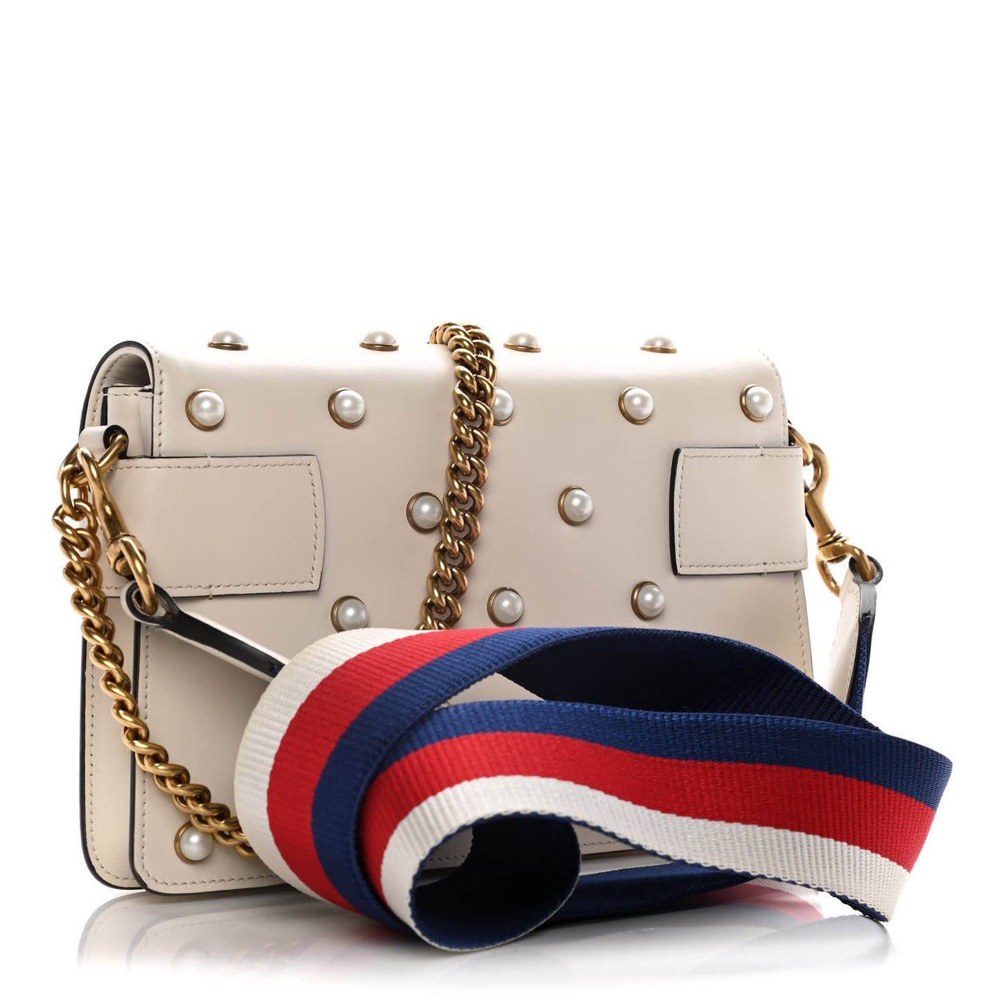 Nappa Pearl Studded Mini Queen Margaret Broadway Shoulder Bag Mystic White