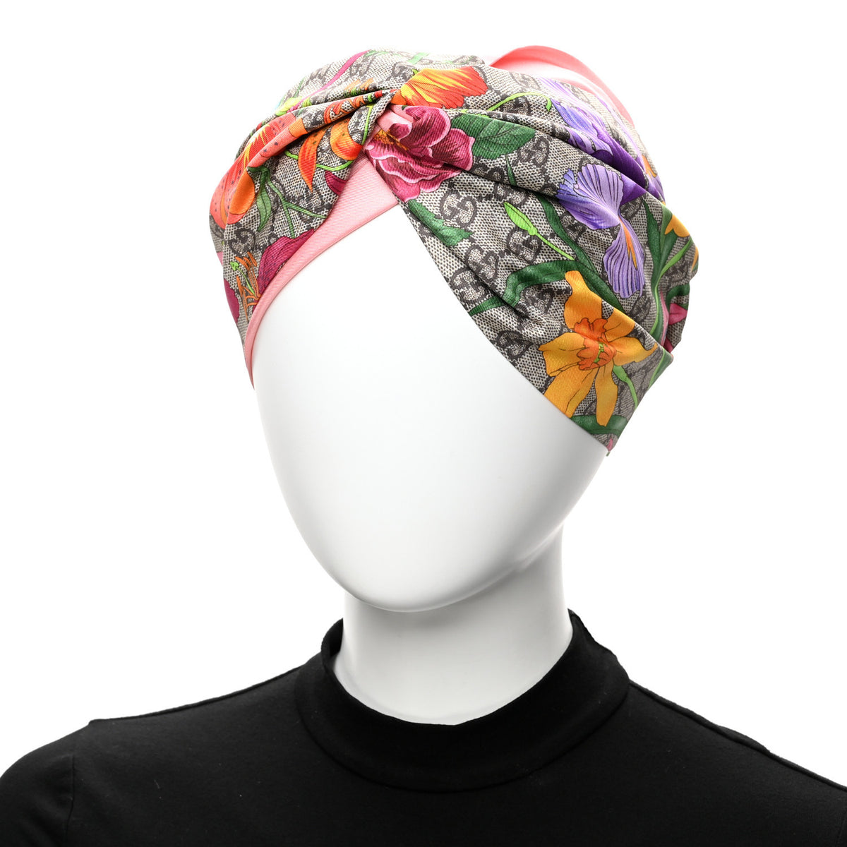Gucci Silk Monogram Flora Print Headband M Pink 2 of 5
