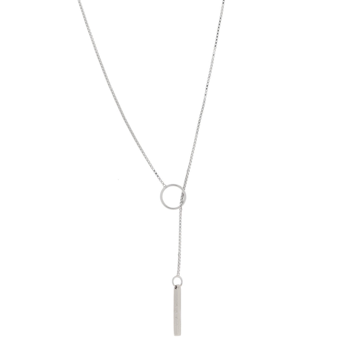 18K White Gold 20mm Lariat Necklace
