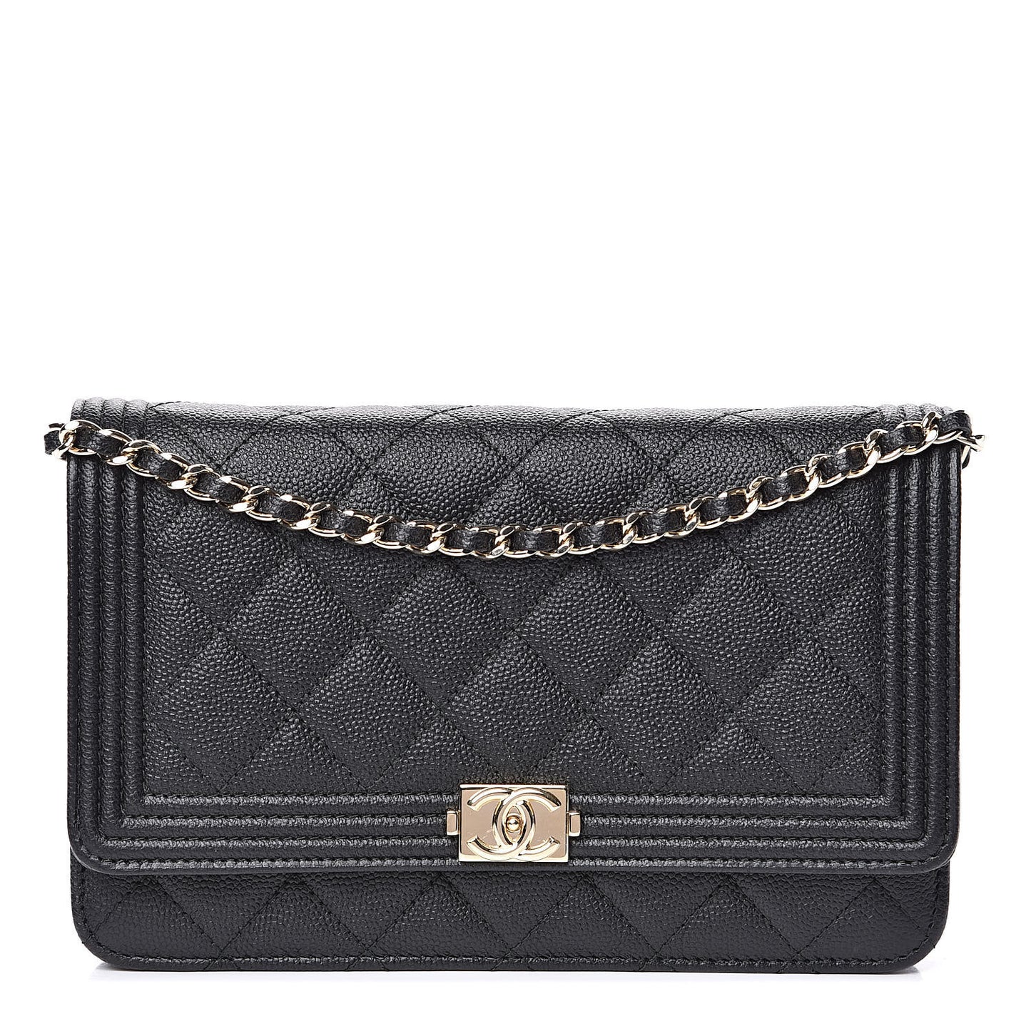 Caviar Quilted Boy Wallet On Chain WOC Black