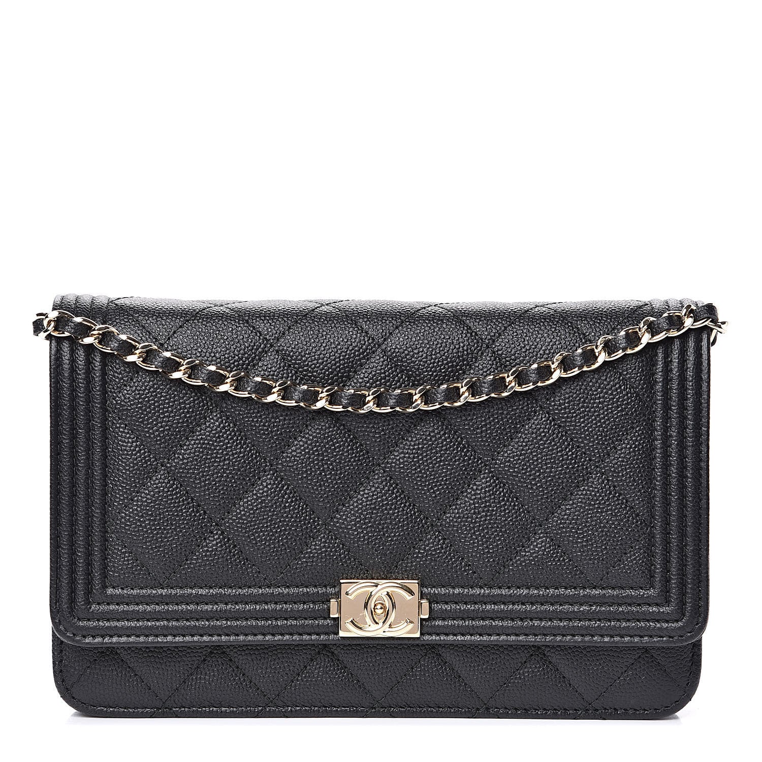 Chanel Caviar Quilted Boy Wallet On Chain WOC Black 1 of 12