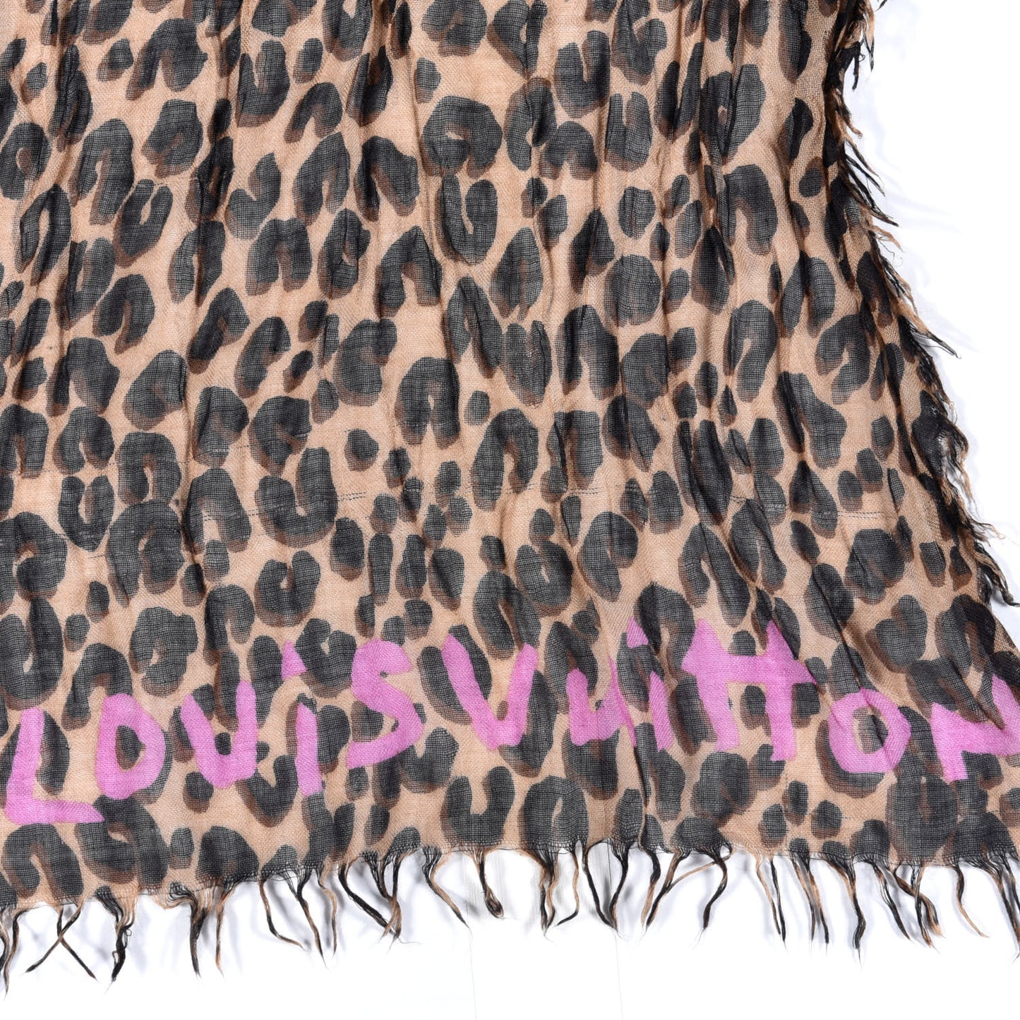 Cashmere Silk Leopard Etole Stole Marron