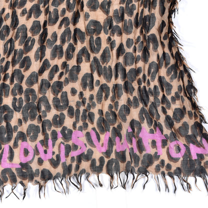 Louis Vuitton Cashmere Silk Leopard Etole Stole Marron 3 of 3