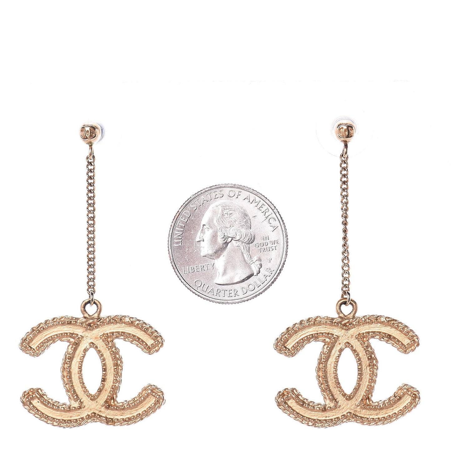 CC Drop Earrings Matte Gold