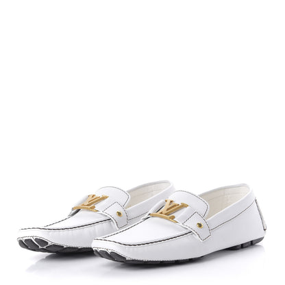 Louis Vuitton Calfskin Mens Monte Carlo Car Shoe Moccasin Loafers 10 White 3 of 11