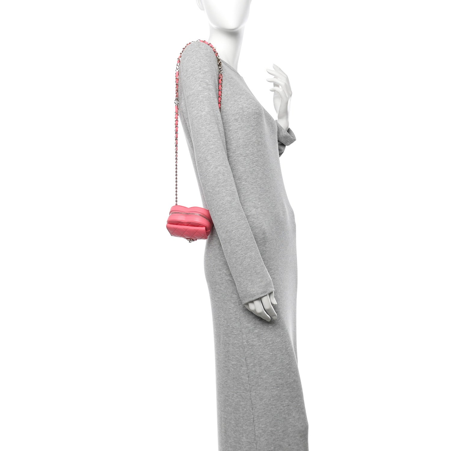Chanel Lambskin Quilted CC In Love Heart Clutch With Chain Pink 2 of 10