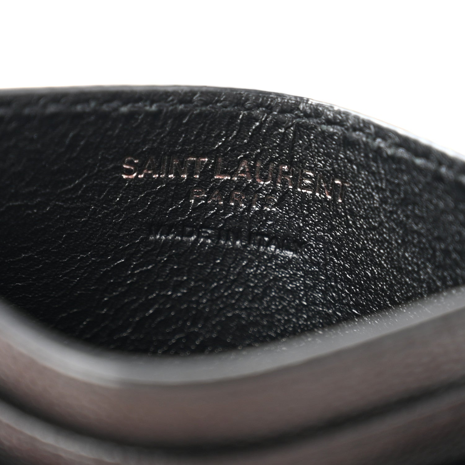 Saint Laurent Grain De Poudre Matelasse Chevron Monochrome Monogram Credit Card Case Black 6 of 8