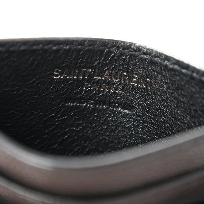 Saint Laurent Grain De Poudre Matelasse Chevron Monochrome Monogram Credit Card Case Black 6 of 8