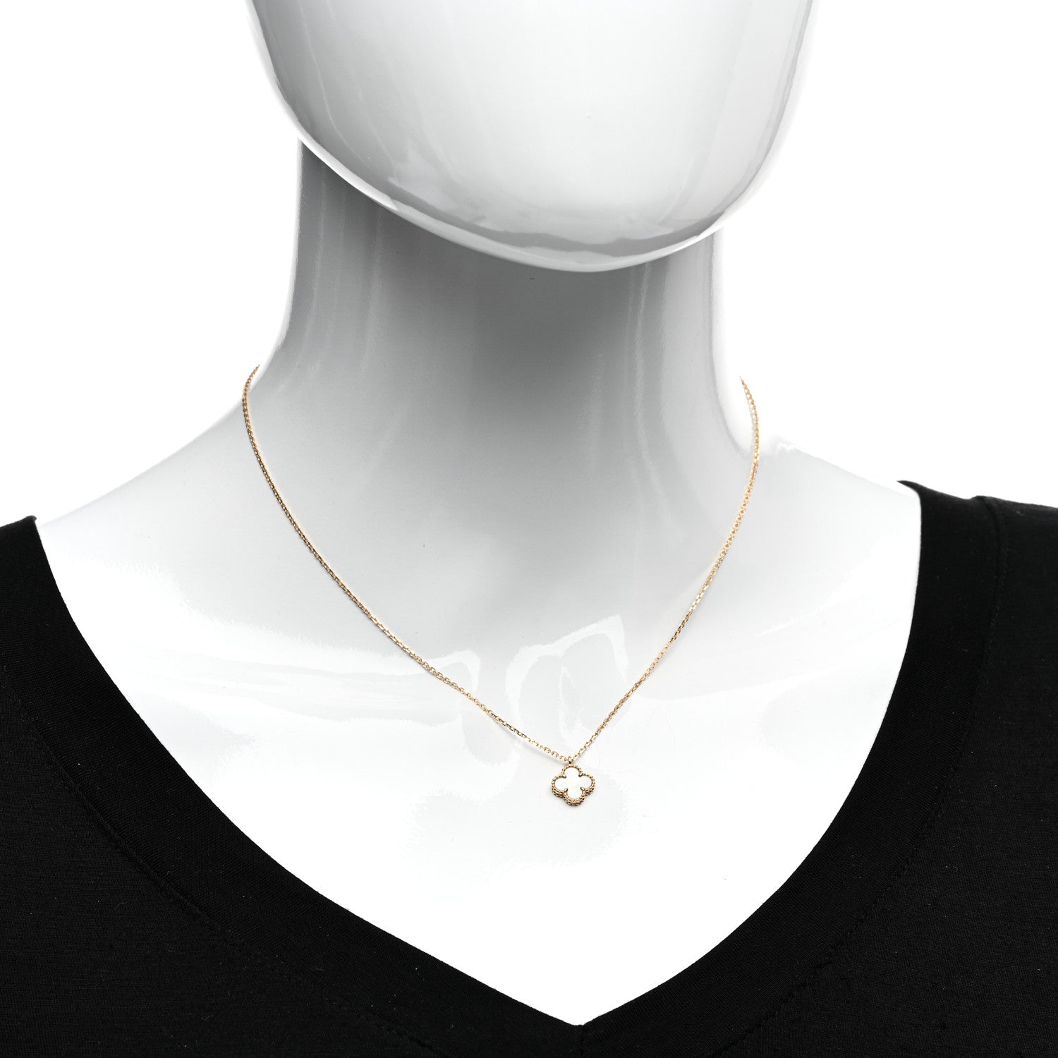 Van Cleef & Arpels 18K Yellow Gold Mother of Pearl Sweet Alhambra Pendant Necklace 2 of 4