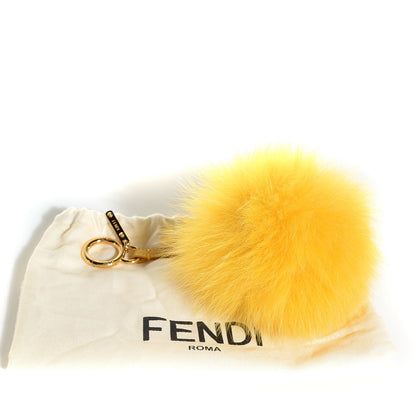 Fendi Fox Fur Pom Pom Bag Charm Yellow 7 of 7