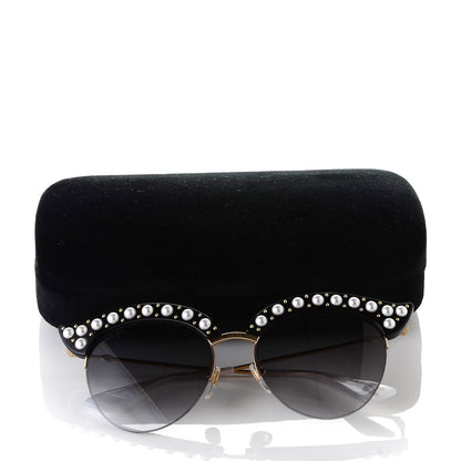 Gucci Pearl Cat Eye Sunglasses GG0212S Black 7 of 7