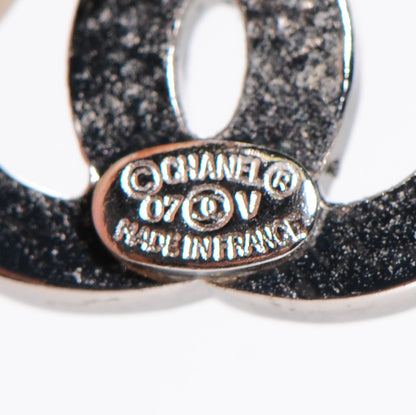 Chanel Crystal Timeless CC Earrings Silver 3 of 5