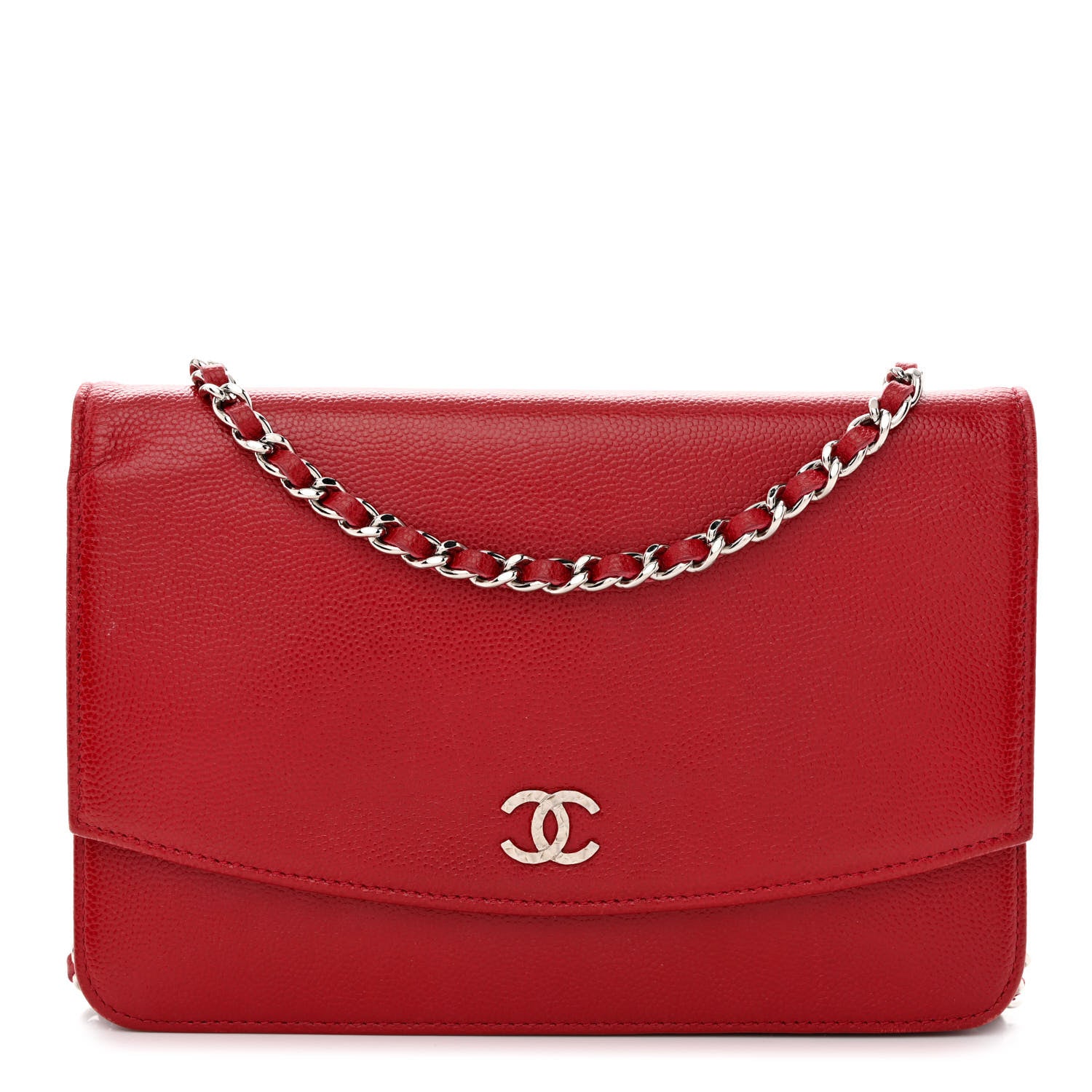 Chanel Caviar Sevruga Wallet on Chain WOC Red 1 of 13