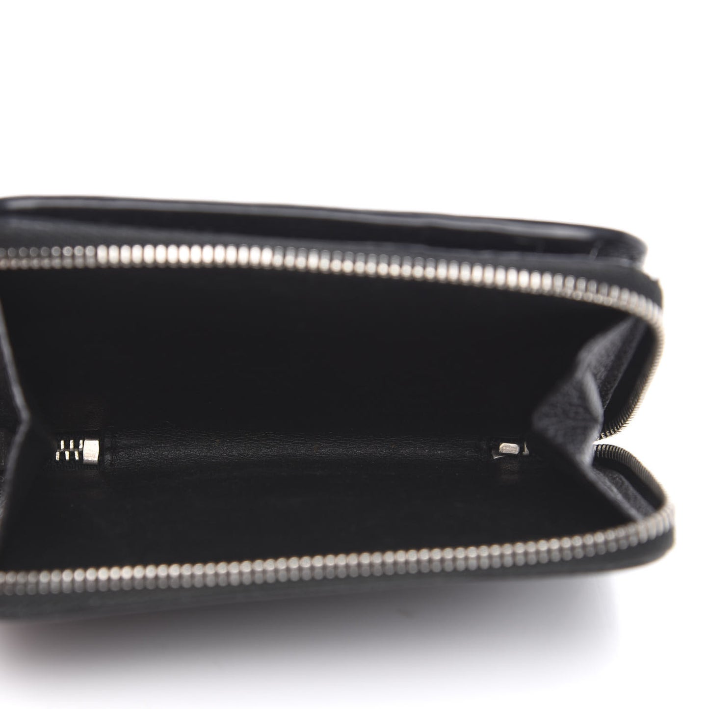 Grained Calfskin Rive Gauche Compact Zip Around Wallet Black
