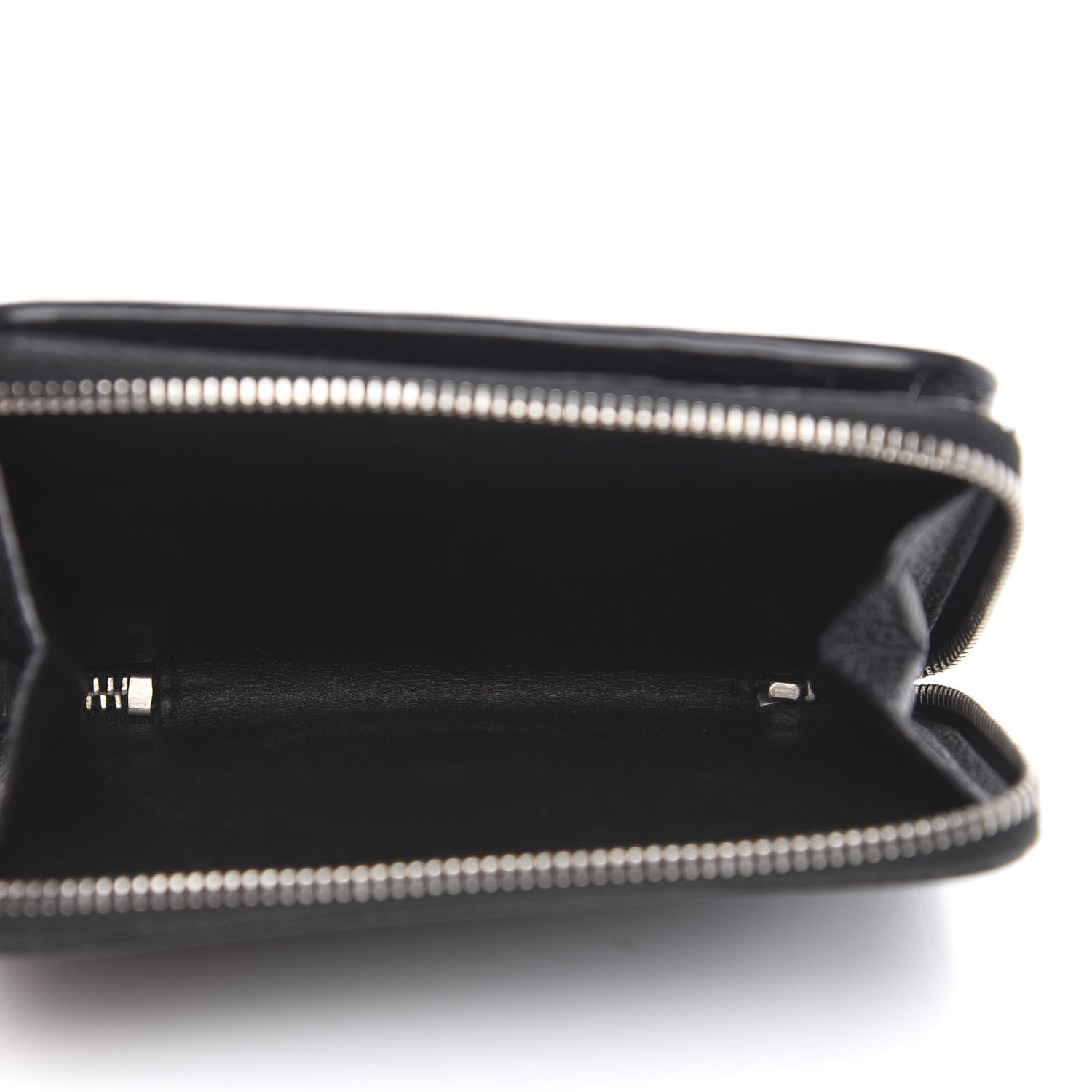 Saint Laurent Grained Calfskin Rive Gauche Compact Zip Around Wallet Black 5 of 9