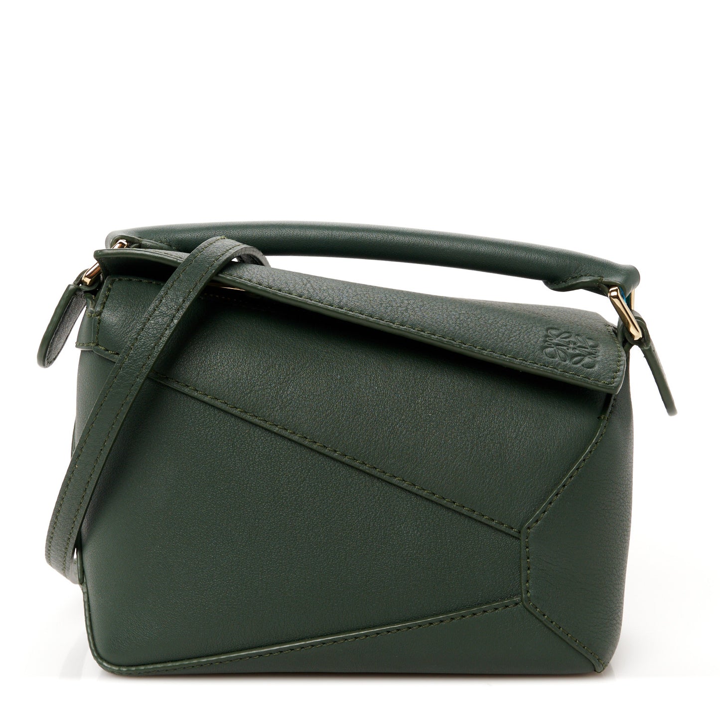 Calfskin Mini Puzzle Edge Bag Vintage Khaki