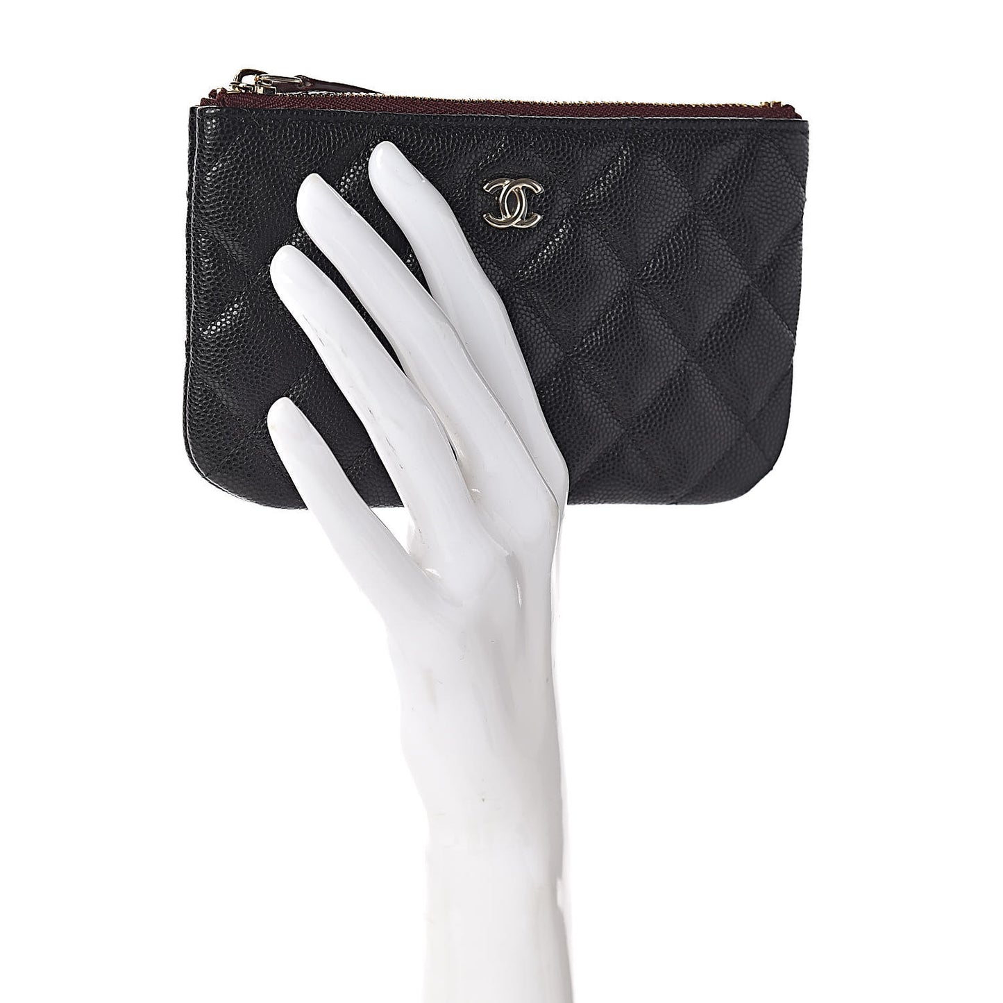 Caviar Quilted Small Cosmetic Case Black