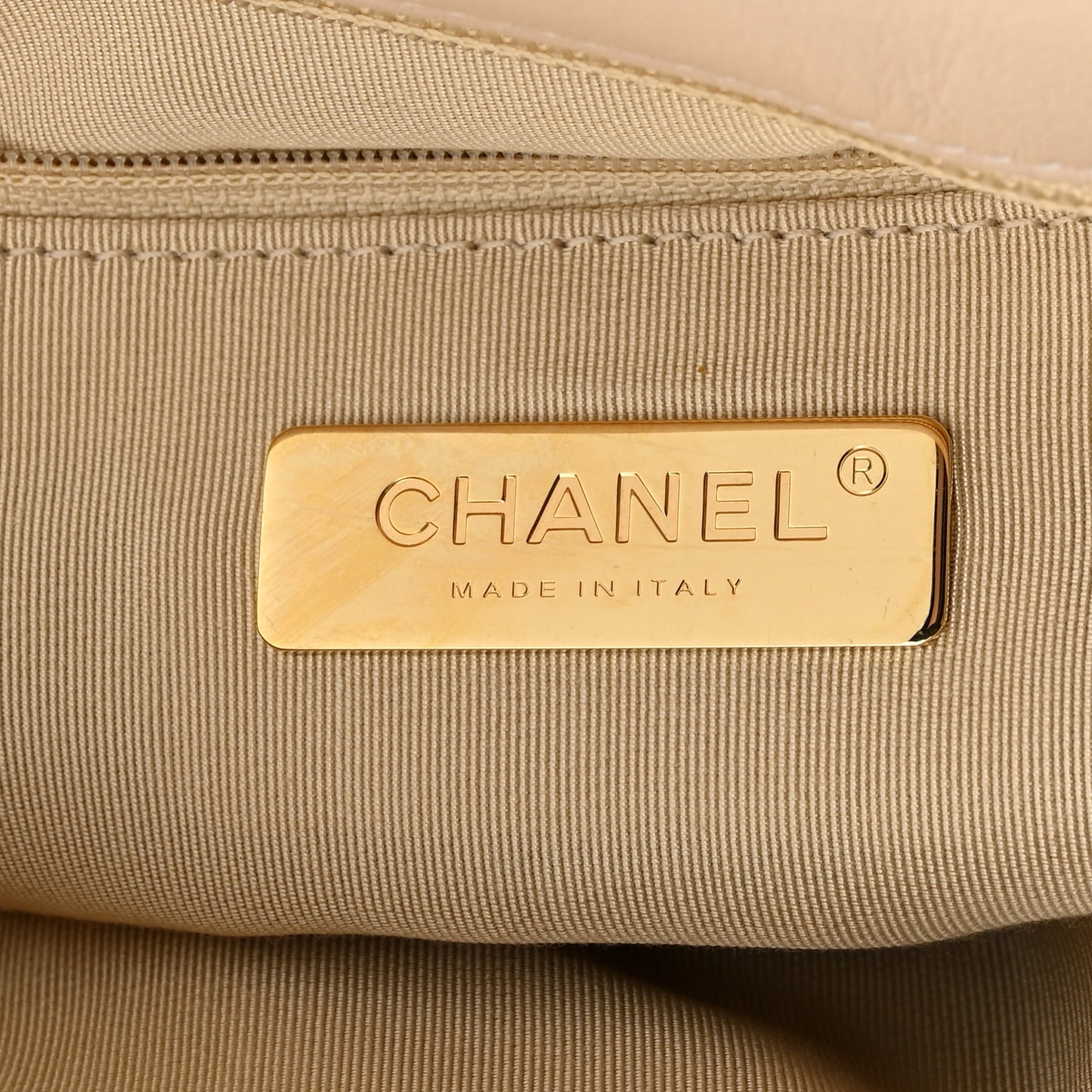 Lambskin Quilted Medium Chanel 19 Flap Light Beige