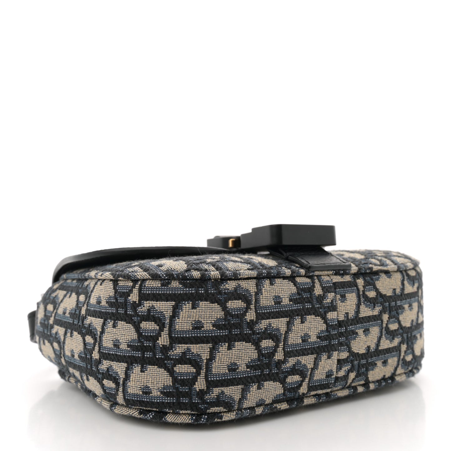 Grained Calfskin Oblique Mini Saddle Messenger Bag With Flap Beige Black