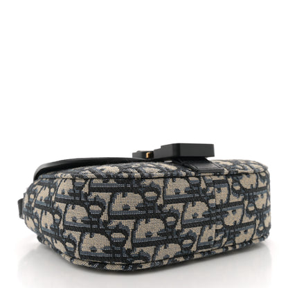 Christian Dior Grained Calfskin Oblique Mini Saddle Messenger Bag With Flap Beige Black 4 of 11