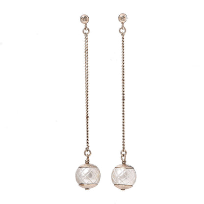 Chanel Metal Pearl Quilted CC Drop Earrings Gold 1 of 9