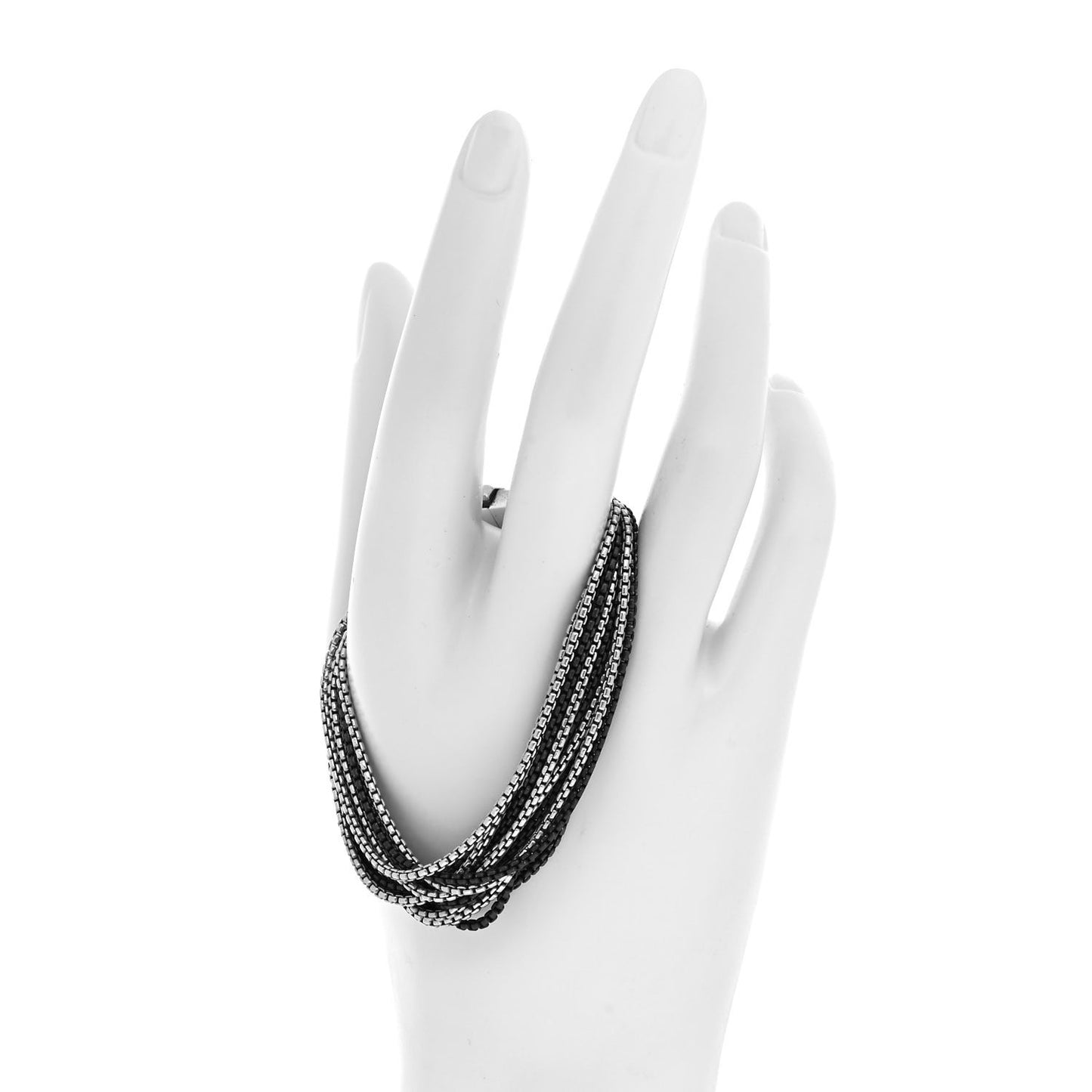 Darkened Sterling Silver Sixteen-Row Box Chain Bracelet