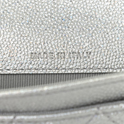 Chanel Glittered Metallic Caviar Quilted Flap Card Holder Wallet Silver 7 of 8