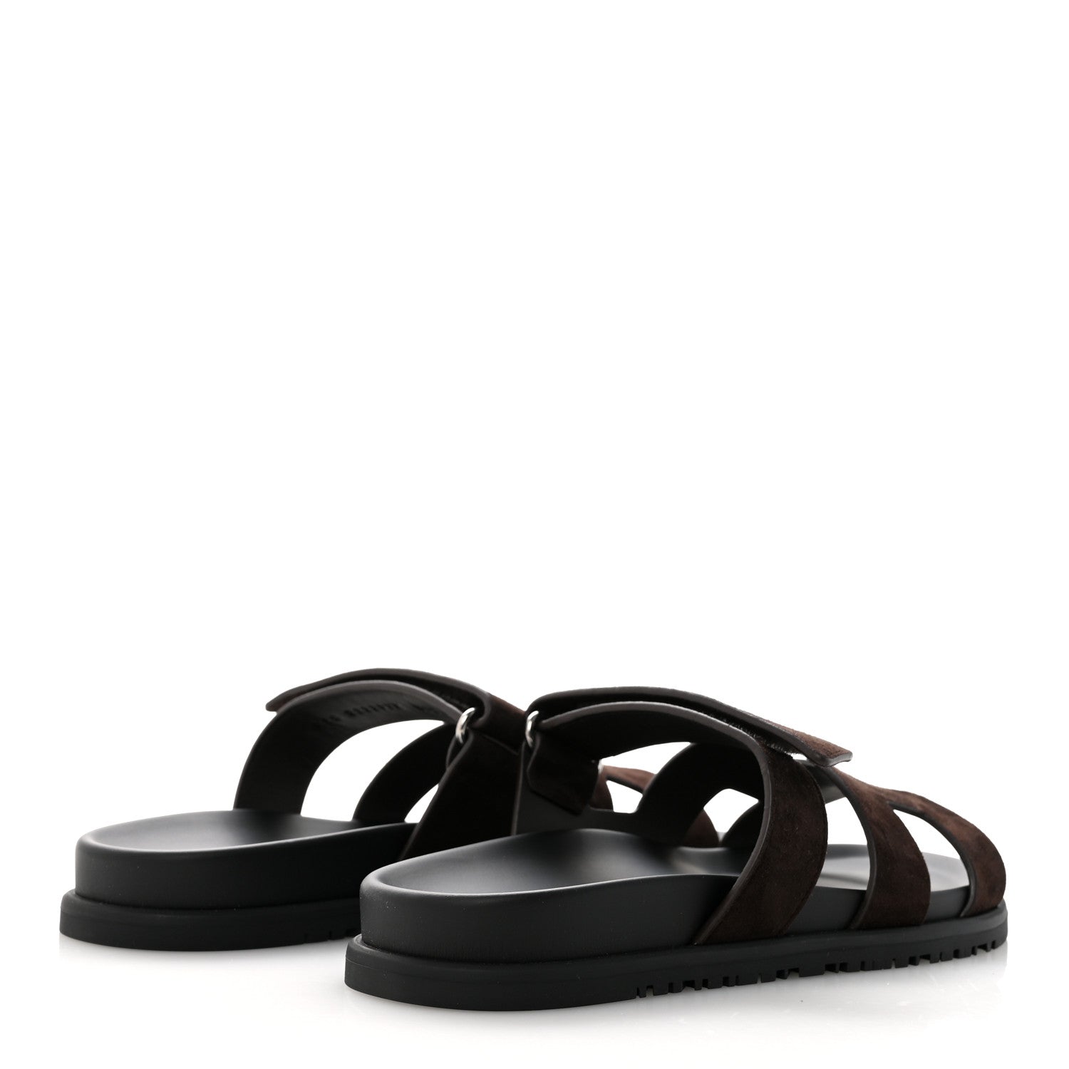 Hermes Suede Goatskin Womens Chypre Sandals 39.5 Marron Ebene 5 of 10