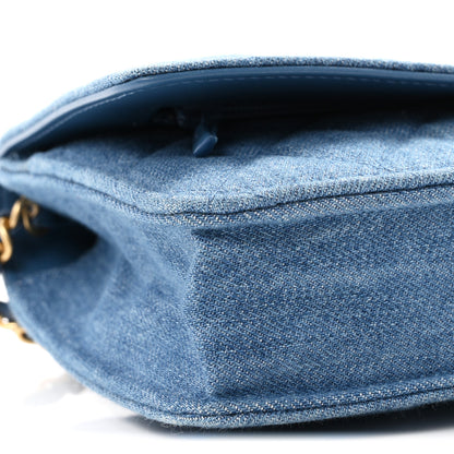 Chanel Denim Quilted CC Pearl Crush Wallet on Chain WOC Blue 10 of 12