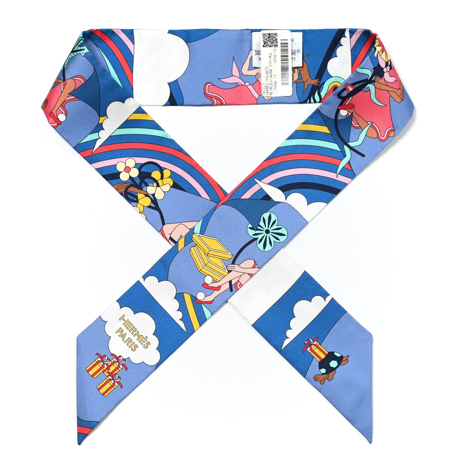 Hermes Silk Carres Volants Twilly Bleu Jaune Vif Multicolor 1 of 4