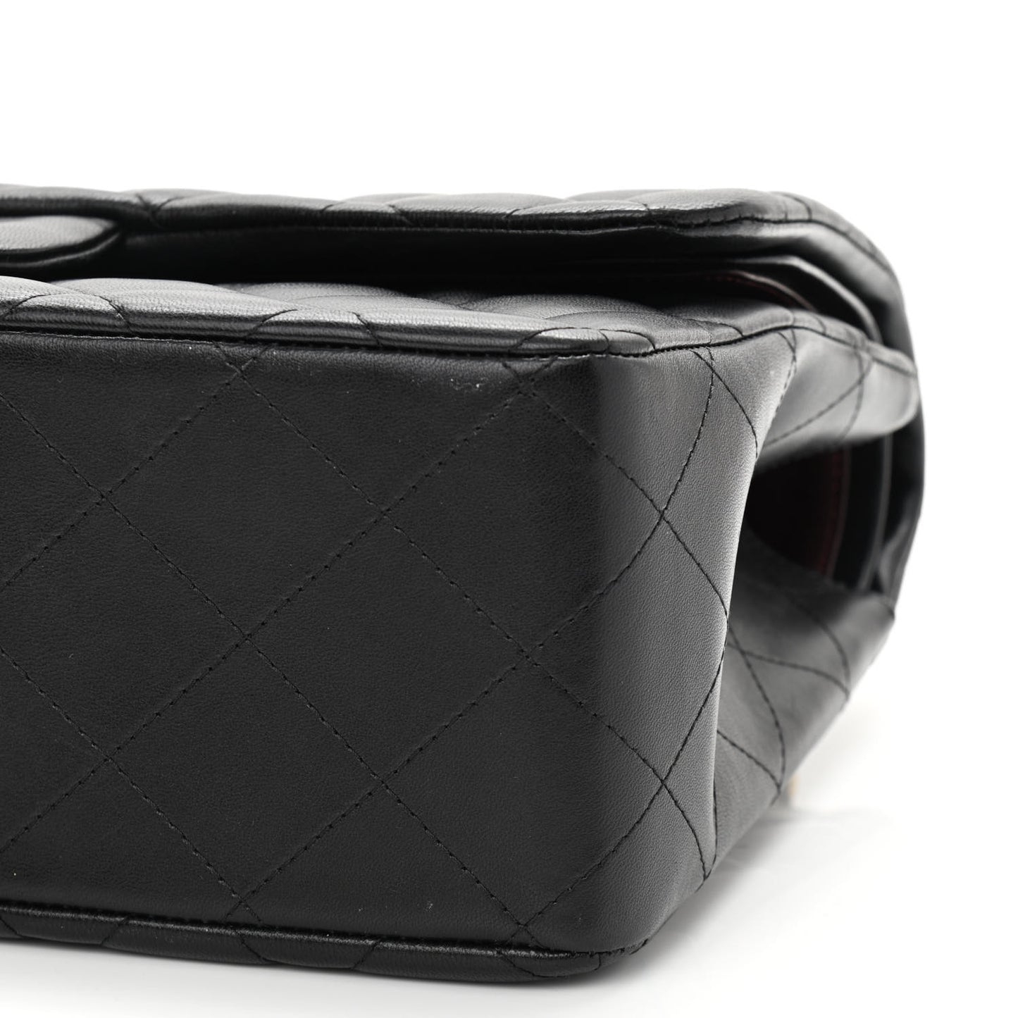 Lambskin Quilted Jumbo Double Flap Black