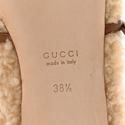 Gucci Shearling Horsebit Ballet Flats 38.5 Beige 7 of 10