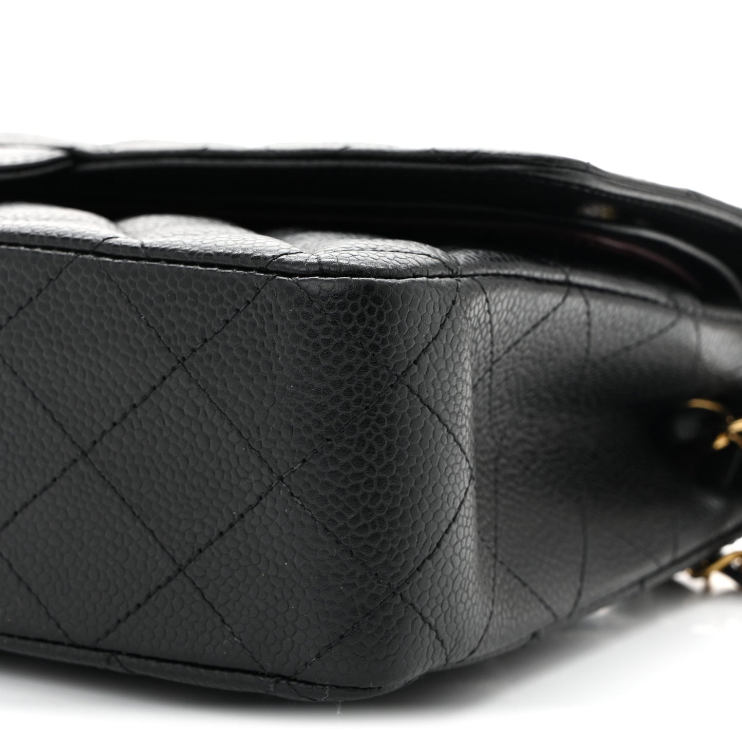 Caviar Quilted Medium Double Flap Black