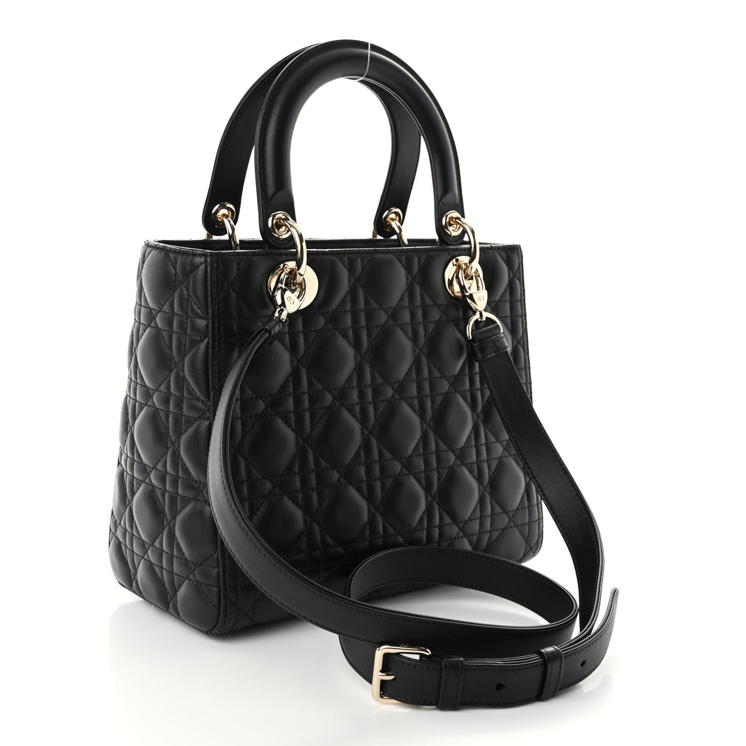 Christian Dior Lambskin Cannage Medium Lady Dior Black 3 of 9