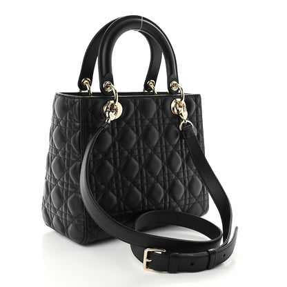 Christian Dior Lambskin Cannage Medium Lady Dior Black 3 of 9