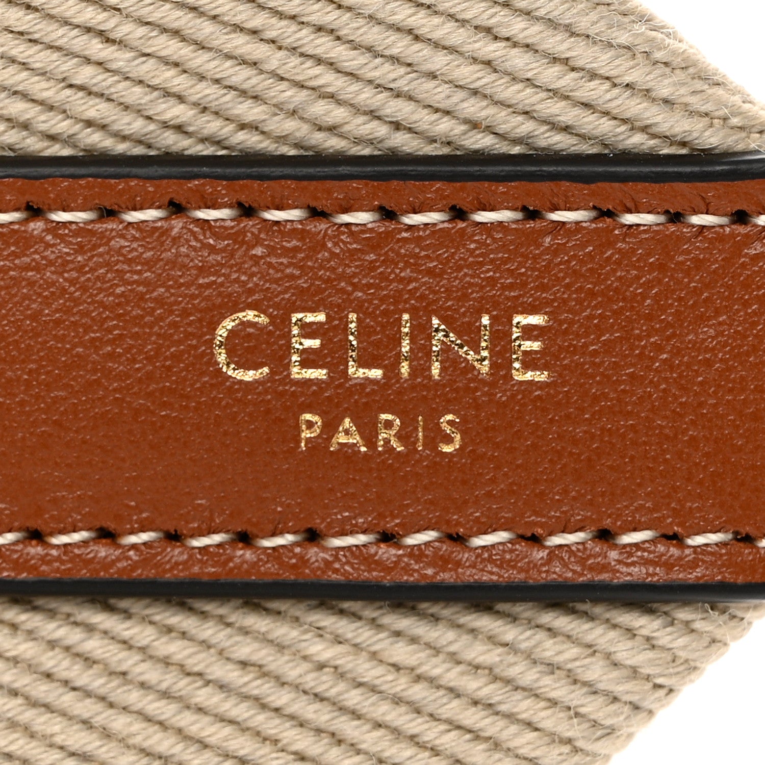 Celine Jacquard Wool Logo Long Strap Beige White 4 of 6